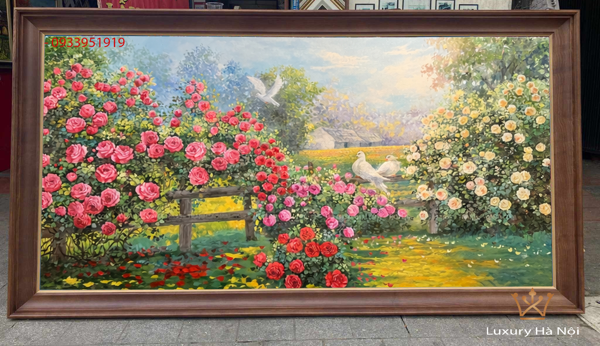 Tranh hoa hồng tuyệt đẹp rực rỡ trong nắng 2 tranh son dau hoa hong