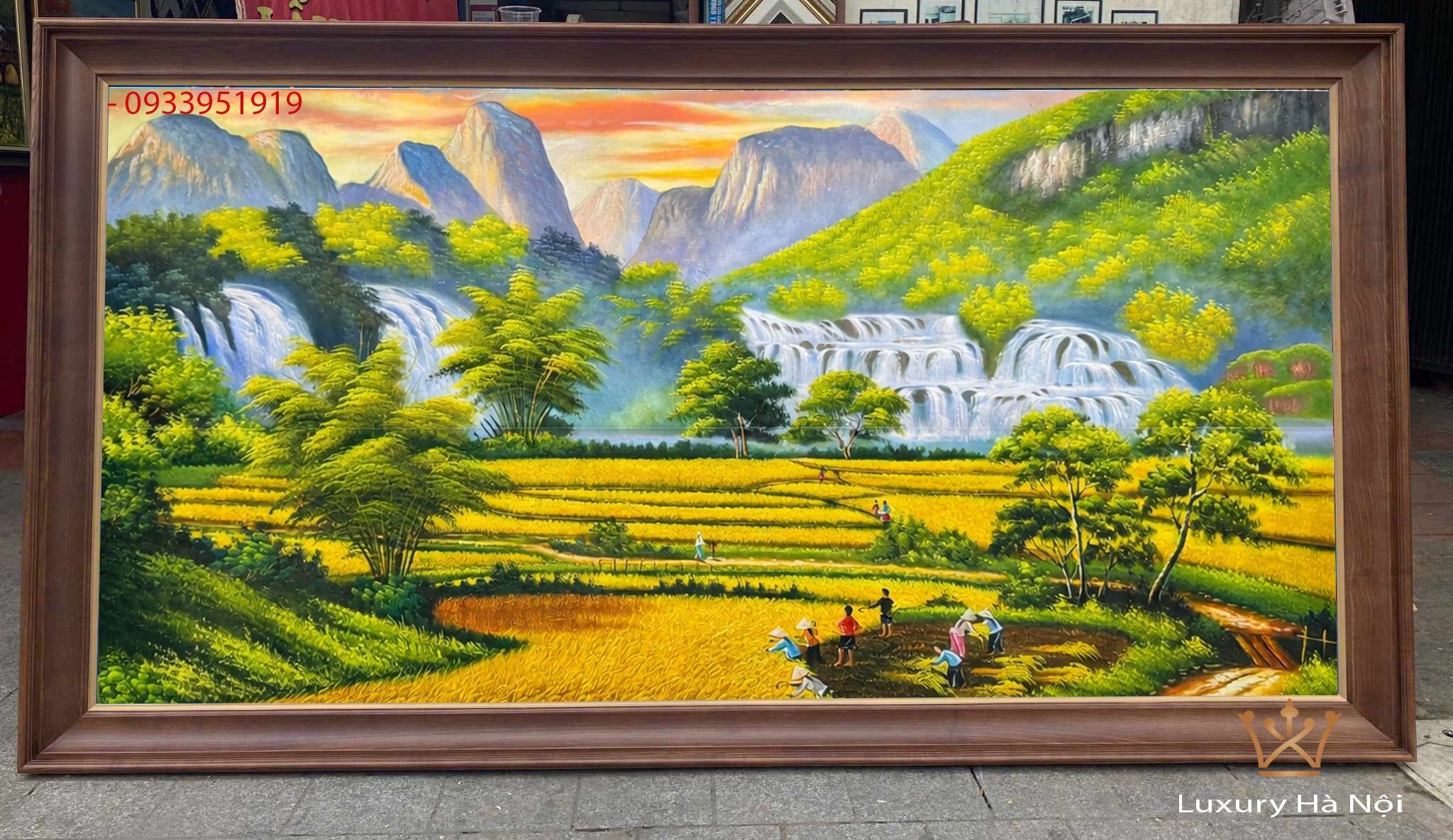 Tranh thác bản dốc mùa lúa chín sơn dầu 2 tranh thac ban doc mua lua chin